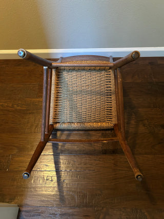 Vintage Ladder Back Side Chair with Woven Seat