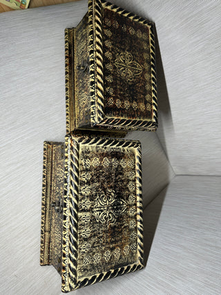 Vintage Medieval Fleur-de-Lis Wooden Treasure Chests (2) Sold Separately