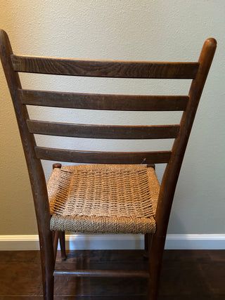 Vintage Ladder Back Side Chair with Woven Seat