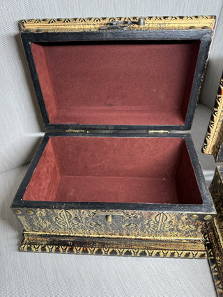Vintage Medieval Fleur-de-Lis Wooden Treasure Chests (2) Sold Separately