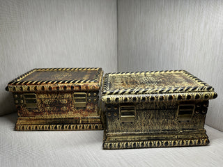 Vintage Medieval Fleur-de-Lis Wooden Treasure Chests (2) Sold Separately