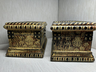 Vintage Medieval Fleur-de-Lis Wooden Treasure Chests (2) Sold Separately