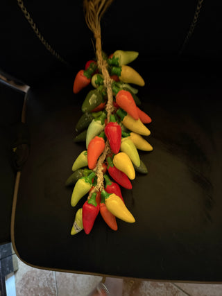 Vintage Ceramic Large Hanging Jalapeño Chili Pepers Bunch on a String VV