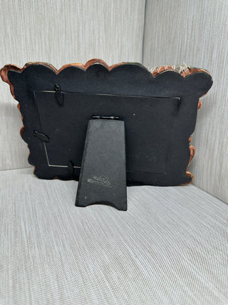 Rustic 3D Fishing Picture Frame Resin Log Faux Stone Bass Cabin Decor