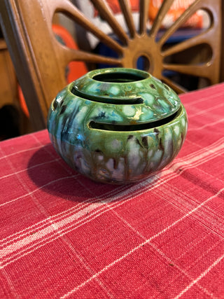 Handmade signed Ceramic Flower Frog