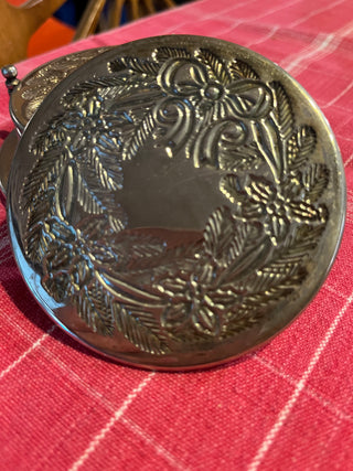 6 Silver Plated Embossed Coasters in Holder