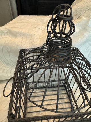 Vtg Bird Cage Metal Wire Decor