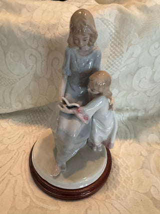 Meico Porcelain Figurine Mother Reading Book