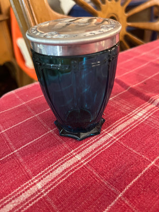 VTG 1920's Woodworth Blue Glass Cold Cream Jar (Empty)