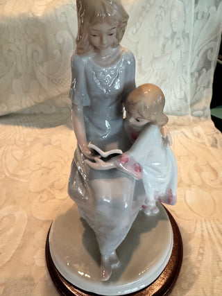 Meico Porcelain Figurine Mother Reading Book