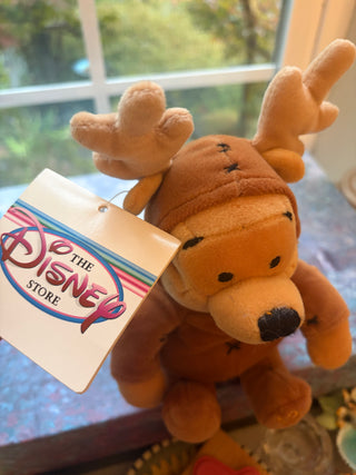 Vtg 1999 Disney Store Winnie the Pooh Reindeer Mini Plush NWT