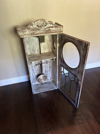Vintage Clock Case Repurposed as Curio Cabinet
