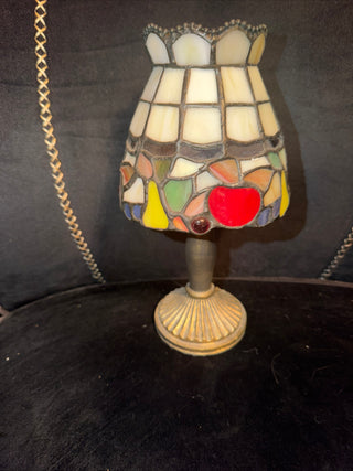 Stained Tiffany Style Slag Glass Tealight Holder Apple Pear VV