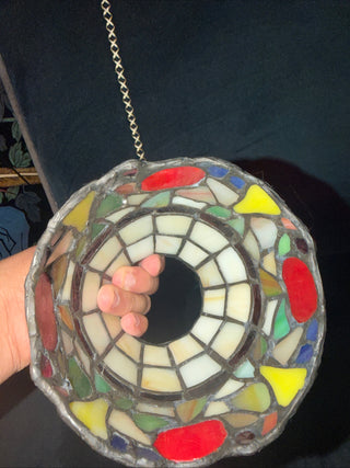 Stained Tiffany Style Slag Glass Tealight Holder Apple Pear VV