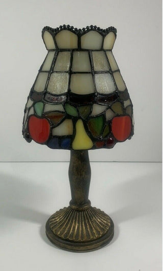 Stained Tiffany Style Slag Glass Tealight Holder Apple Pear VV