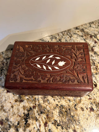 Wood Trinket Box with Shell Inlay