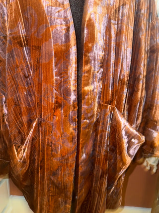 Anthropologie Rust Floral Velvet Cardigan