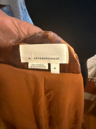 Anthropologie Rust Floral Velvet Cardigan