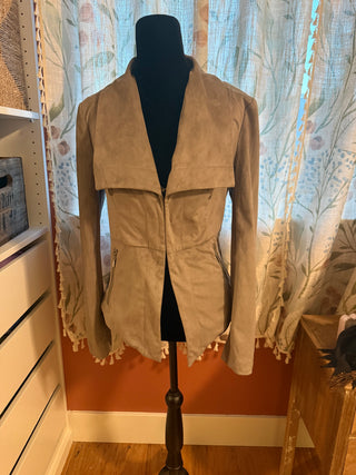 BNCI Gray Faux Suede Peplum Jacket