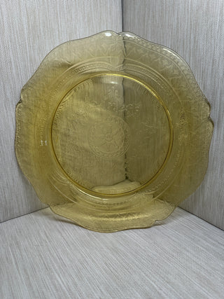 11" Dinner Plate Federal Glass Patrician Spoke Amber Yellow Depression Glass