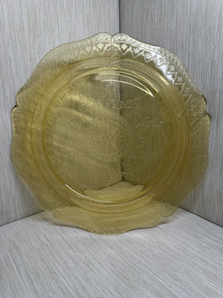 11" Dinner Plate Federal Glass Patrician Spoke Amber Yellow Depression Glass
