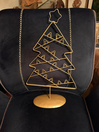 Vintage Gold Color Metal Christmas Card Tree 20" H VV