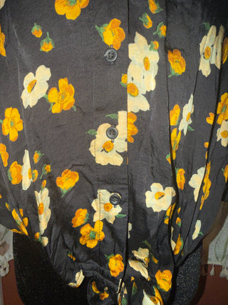 Urban Outfitters Crop Black Floral Blouse