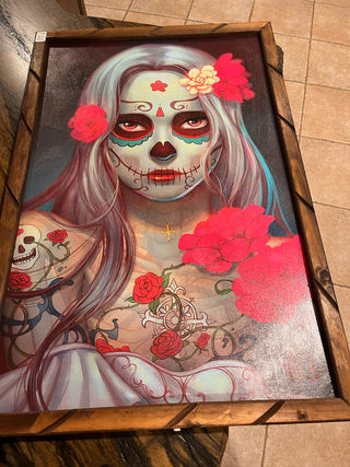 Day of The Dead Large Wood Framed Picture AS IS
