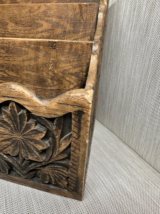 Vintage Lerner Faux Carved Wood Desk Organizer