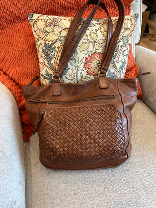 Braided Brown Leather Purse