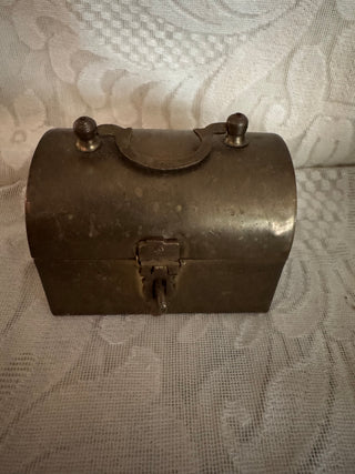 Vtg Brass Hinged Small Trinket Box