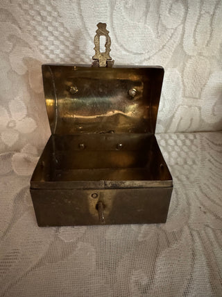 Vtg Brass Hinged Small Trinket Box