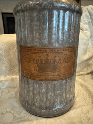 Mercury Glass Large Canister w/ Wood Lid