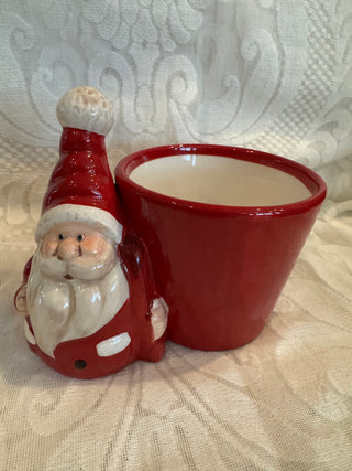Vtg Santa Claus Planter Red Ceramic