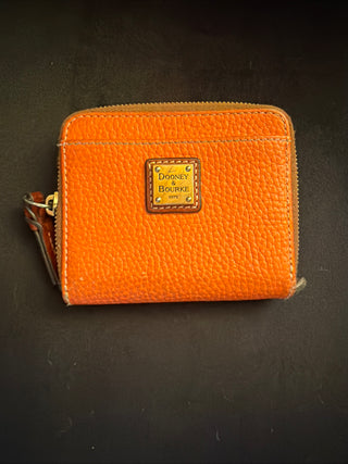 Dooney & Bourke Pebble Grain Small Zip Around Wallet Clementine Color VV