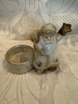 Vtg Pottery Santa Claus Tea Light Decor