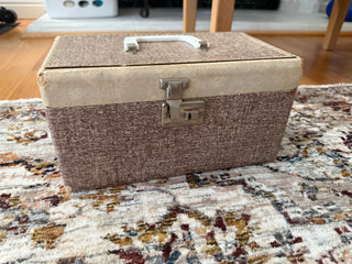 Vintage Wood  Cosmetics Case with Stitch Detail