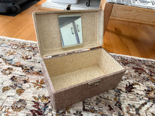 Vintage Wood  Cosmetics Case with Stitch Detail