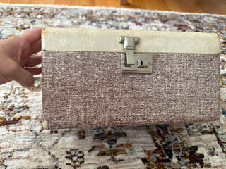 Vintage Wood  Cosmetics Case with Stitch Detail