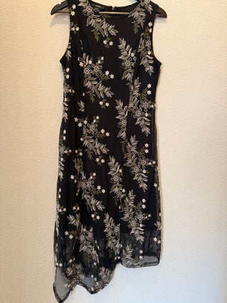 Alfani Floral Embroidered Mesh Asymmetrical Midi Dress