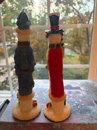 Vintage Snowman (Skinny) Pencil Candles Set 2