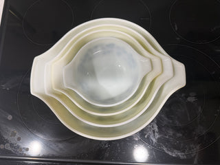 Pyrex Black on Yellow Cinderella Mixing Bowls Set