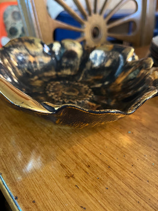 VTG Stangl Pottery 22K Black Gold Flower Bowl