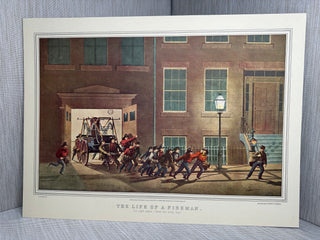 The Life of a Fireman The Night Alarm Currier & Ives Vintage Americana History Book Print