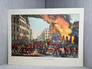 The Life of A Fireman The Ruins Currier & Ives Vintage Americana History Book Print