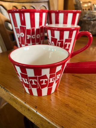 AS IS Ceramic Popcorn Set of 6   (Salt Shaker chipped)