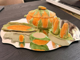 Vintage Style Set of Yellow Corn Ceramic Serving Set of 6