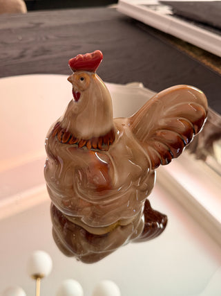 Ceramic Glazed Rooster Brown 6in
