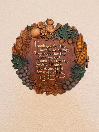 Vintage Harvest Prayer Wall Plaque Made in USA