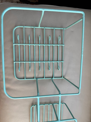 Vintage Aqua Kitchen Cabinet Shelf Rack